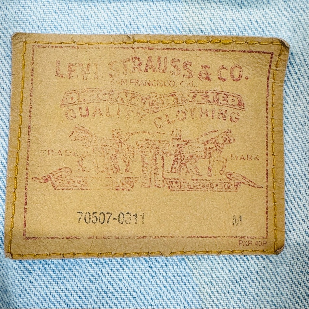 Vintage Distressed Levi’s Classic Denim 90s Trucker Jacket 70507 Sz M - Picture 15 of 17
